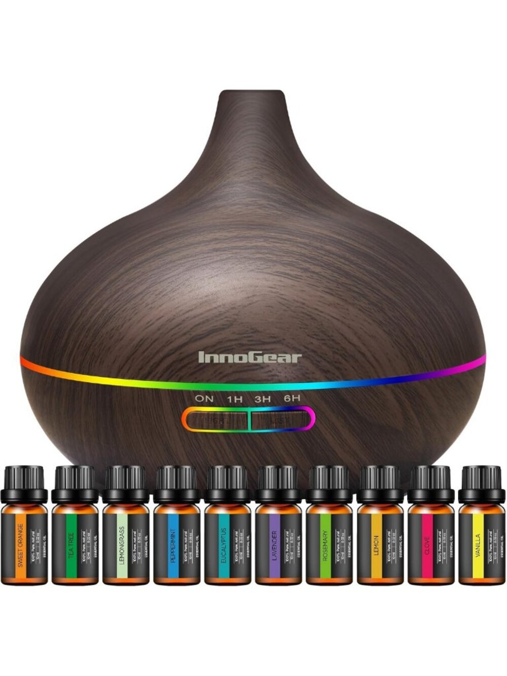 400ml Aromatherapy Essential Oil Diffuser with 10 Oils Gift Set - Relax & Soothe